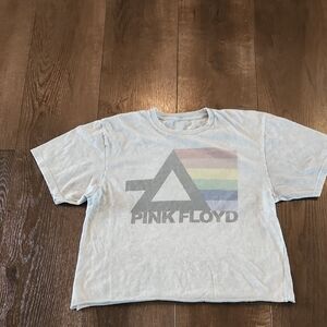 Pink Floyd Womens Cropped Tee Acid Was with Rainbow Design